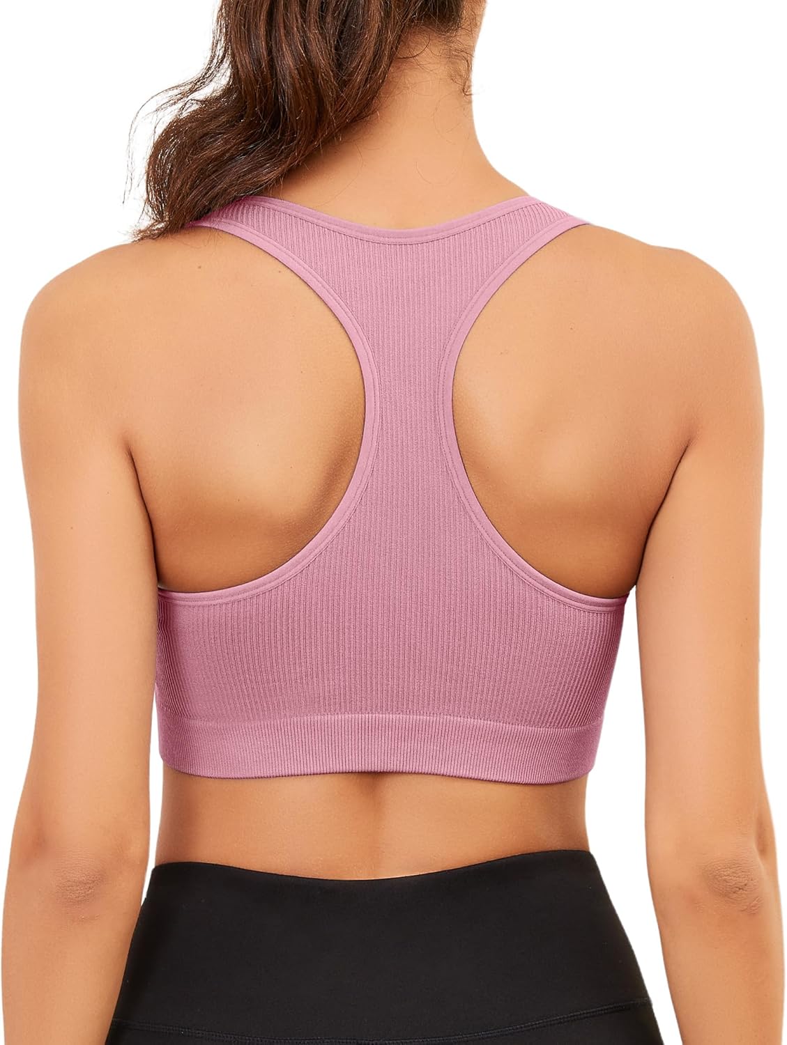 Yoga Sports Seamless Bras for Women Longline Tank Top with Built-in Gym Workout Racerback Bra Tops - Image 3