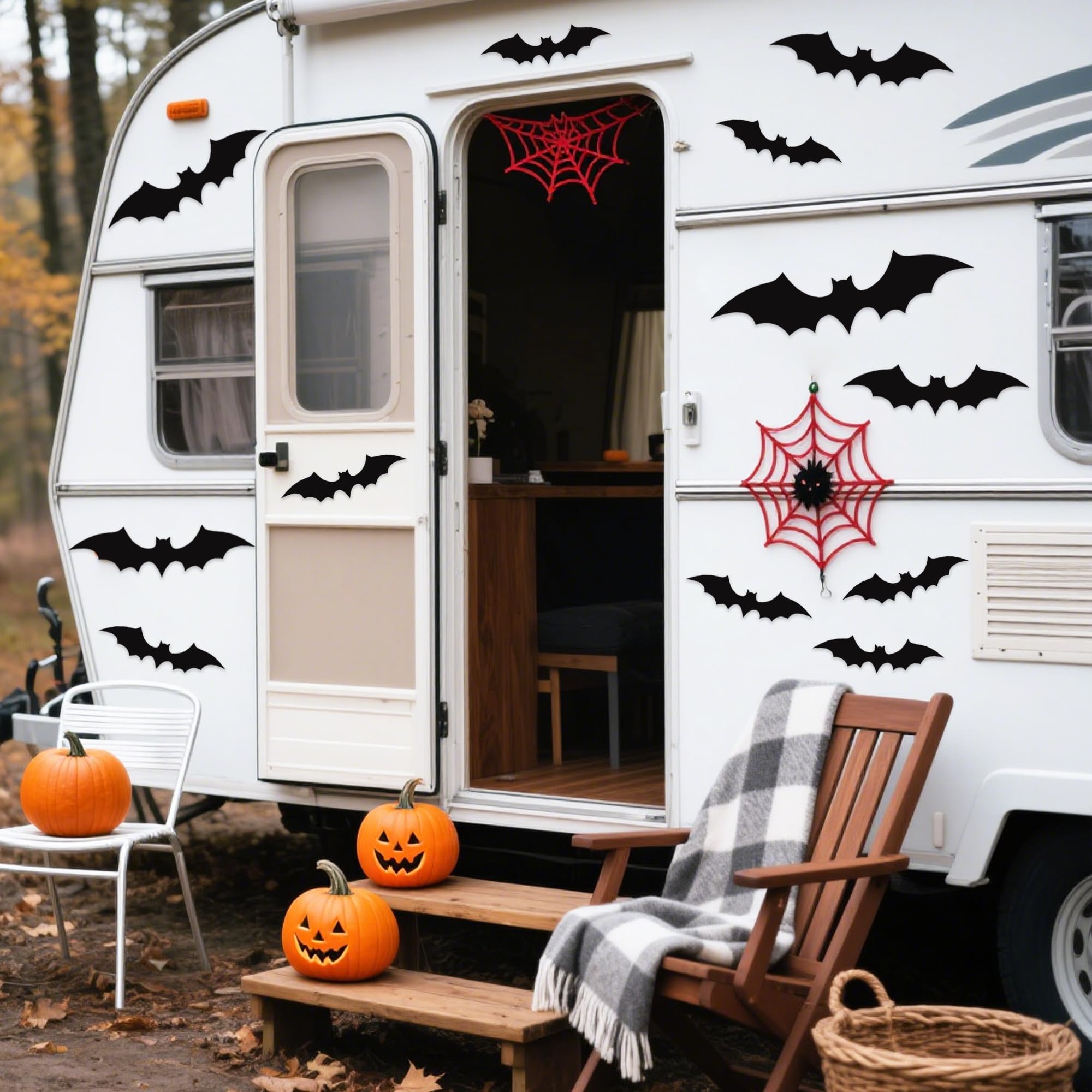 24 pipistrelli magnetici per Halloween, decorazioni per porte di garage, magneti neri, pipistrelli adesivi per esterni, per Halloween, garage, porte, auto, frigorifero, interni ed esterni, decorazione