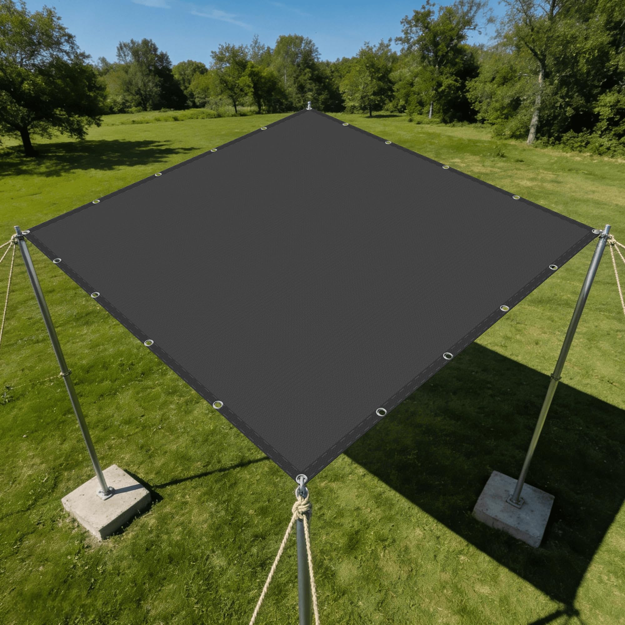 Voile d'ombrage de terrasse rectangulaire gris foncé protection solaire extérieure 130x450