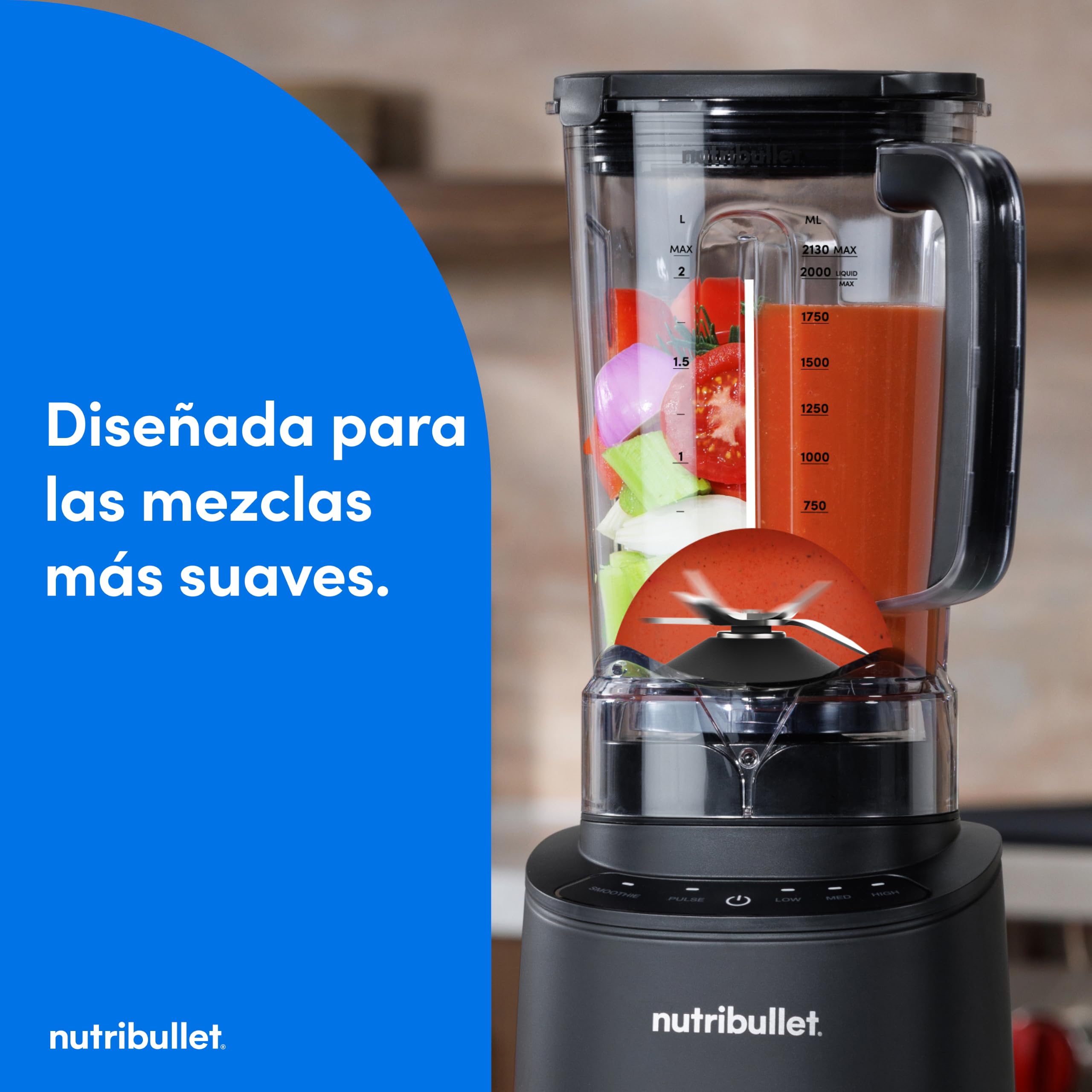nutribullet Power Core™ Blender – Batidora de Vaso con Jarra XL de 2,1 L, Smoothies y Hielo Picado, 3 Velocidades + Pulse, Programa Smoothie Automático, 1200 W, Negro (NBF430MB)