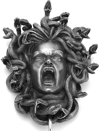 Miniatura 3 de Veronese Design 9" Cabeza de Medusa Gancho de pared Escultura de resina Acabado de peltre