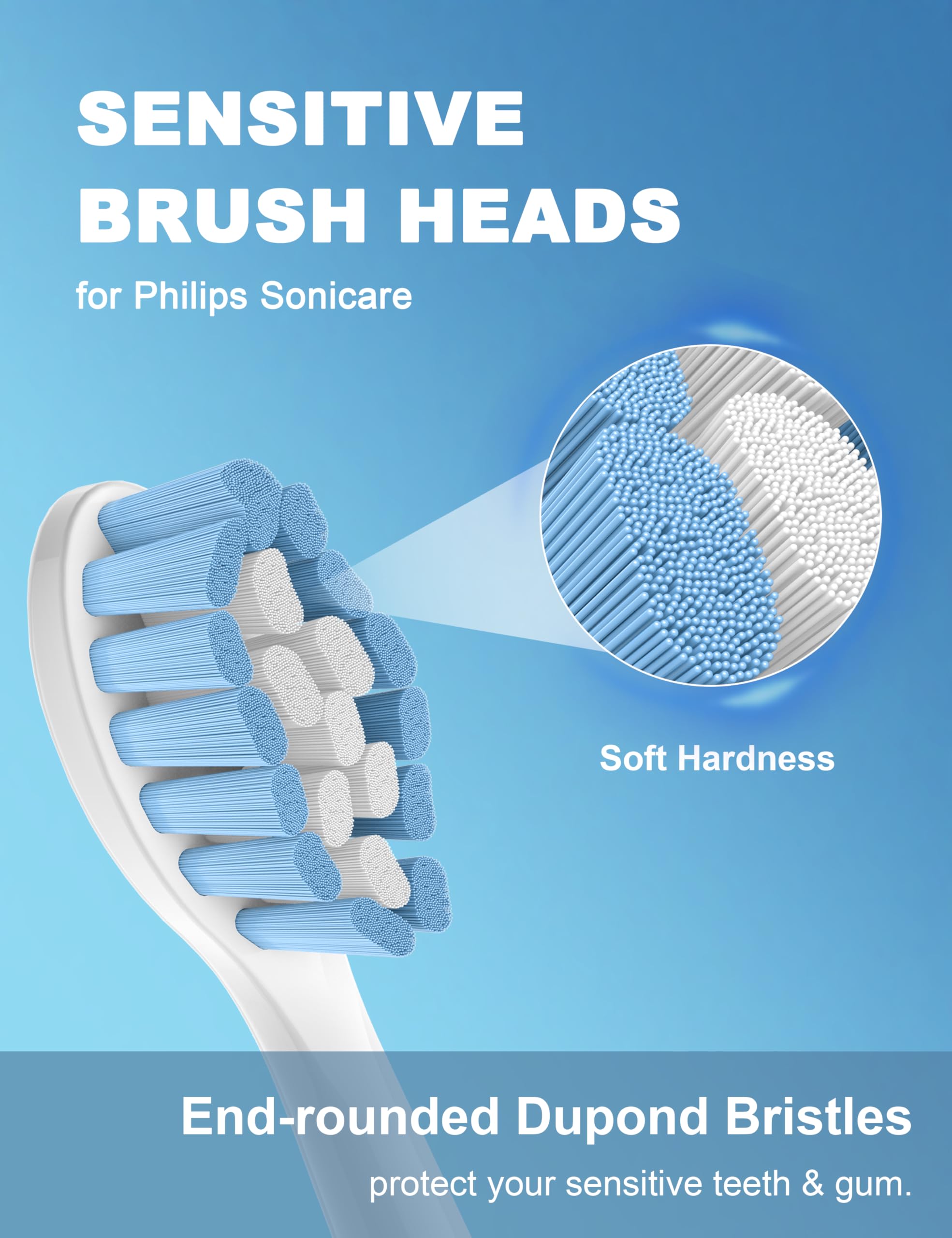 Cabezales de repuesto para cepillo de dientes eléctrico Philips Sonicare Sensitive 4100 Simply Clean, 8 unidades, color blanco