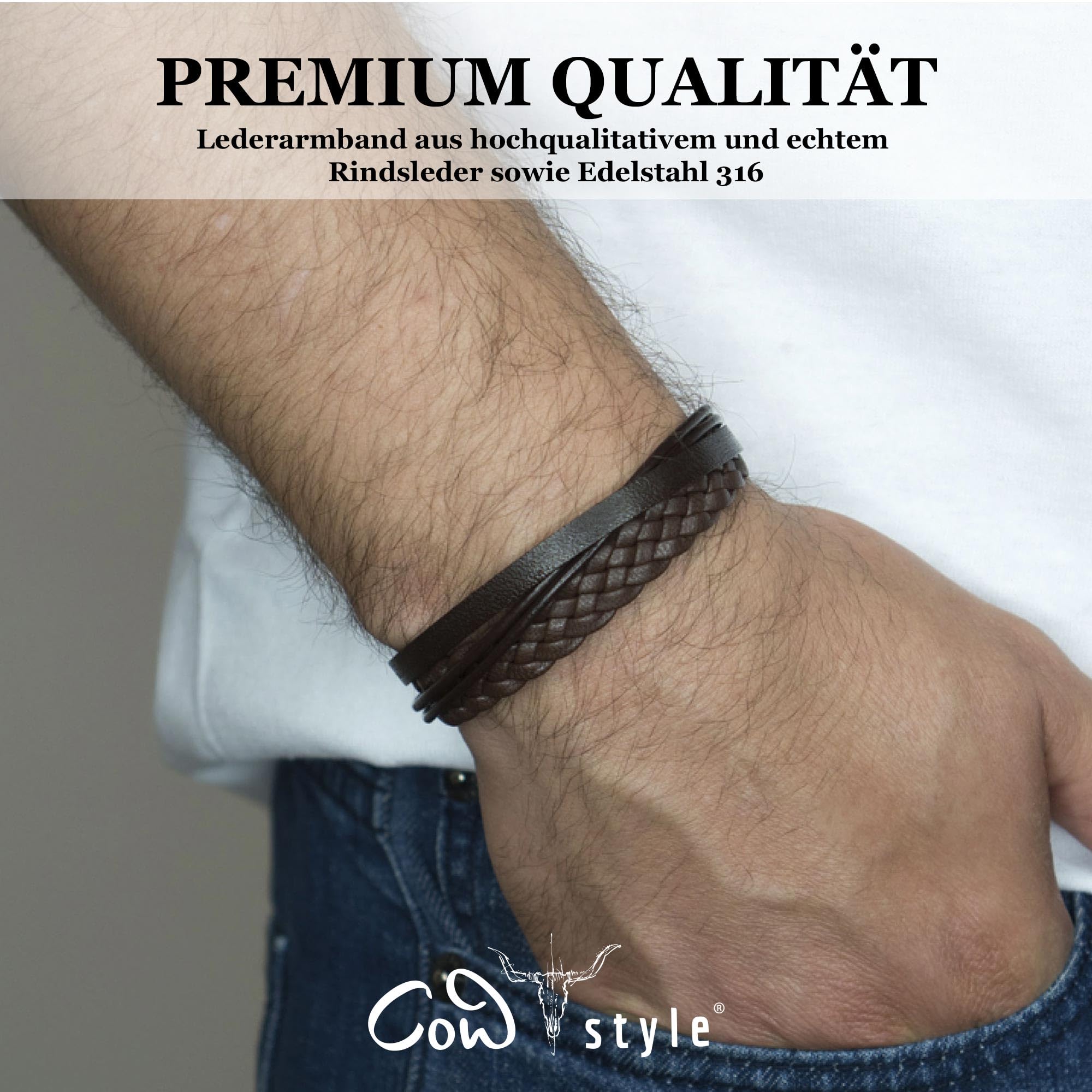 Lederarmband Herren mit Gravur - Personalisierbar mit Namen oder Datum - in braun oder schwarz - Geschenk zum Valentinstag - Männerarmband für Papa