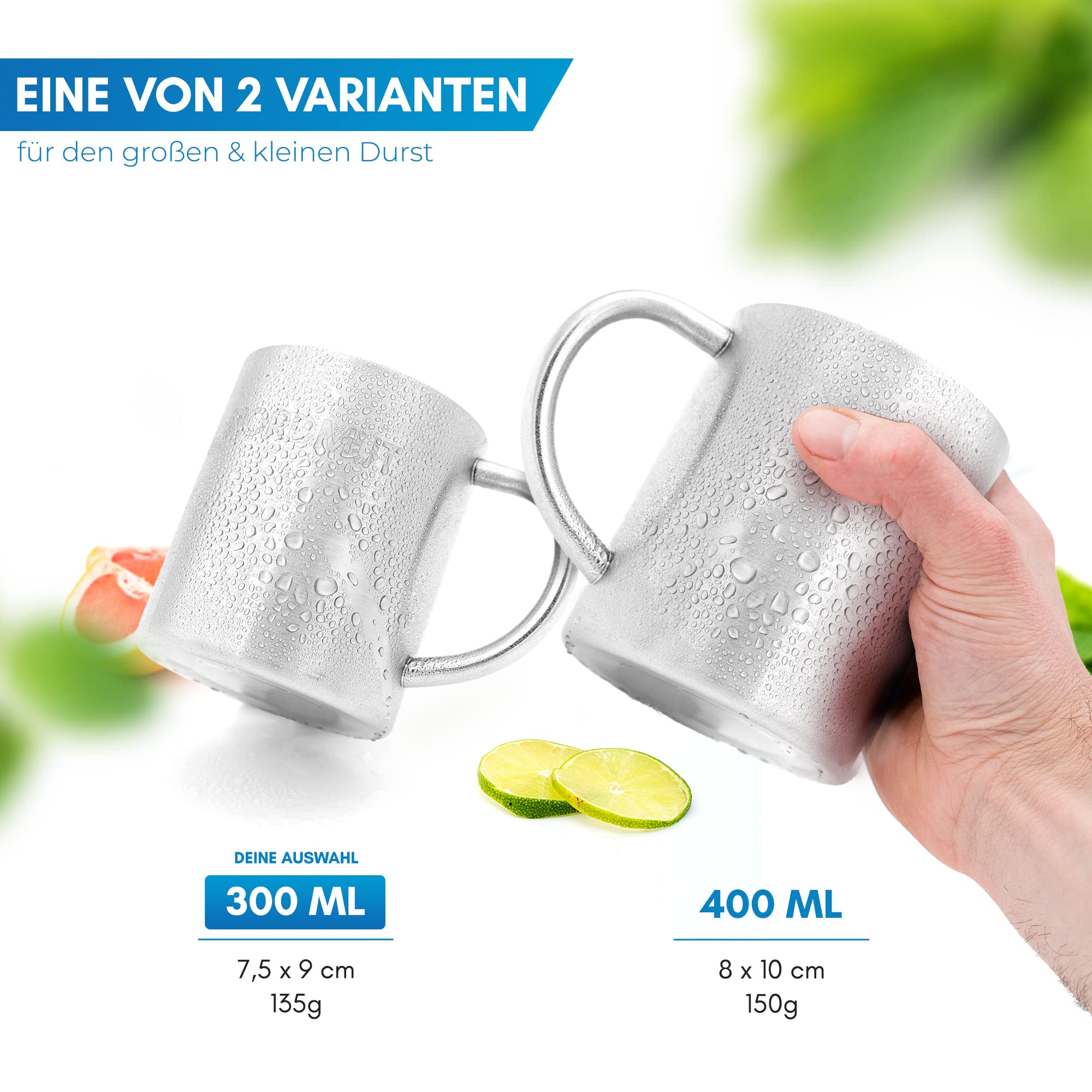 NORDMUT® Termiczny Kubek ze Stali Nierdzewnej [Zestaw 2 szt.] – Kubek Campingowy | Kubek do Kawy Podwójnie Izolowany i Bez BPA | Zestaw Kubków do Campingu i Outdoor [2 × 300 ml]