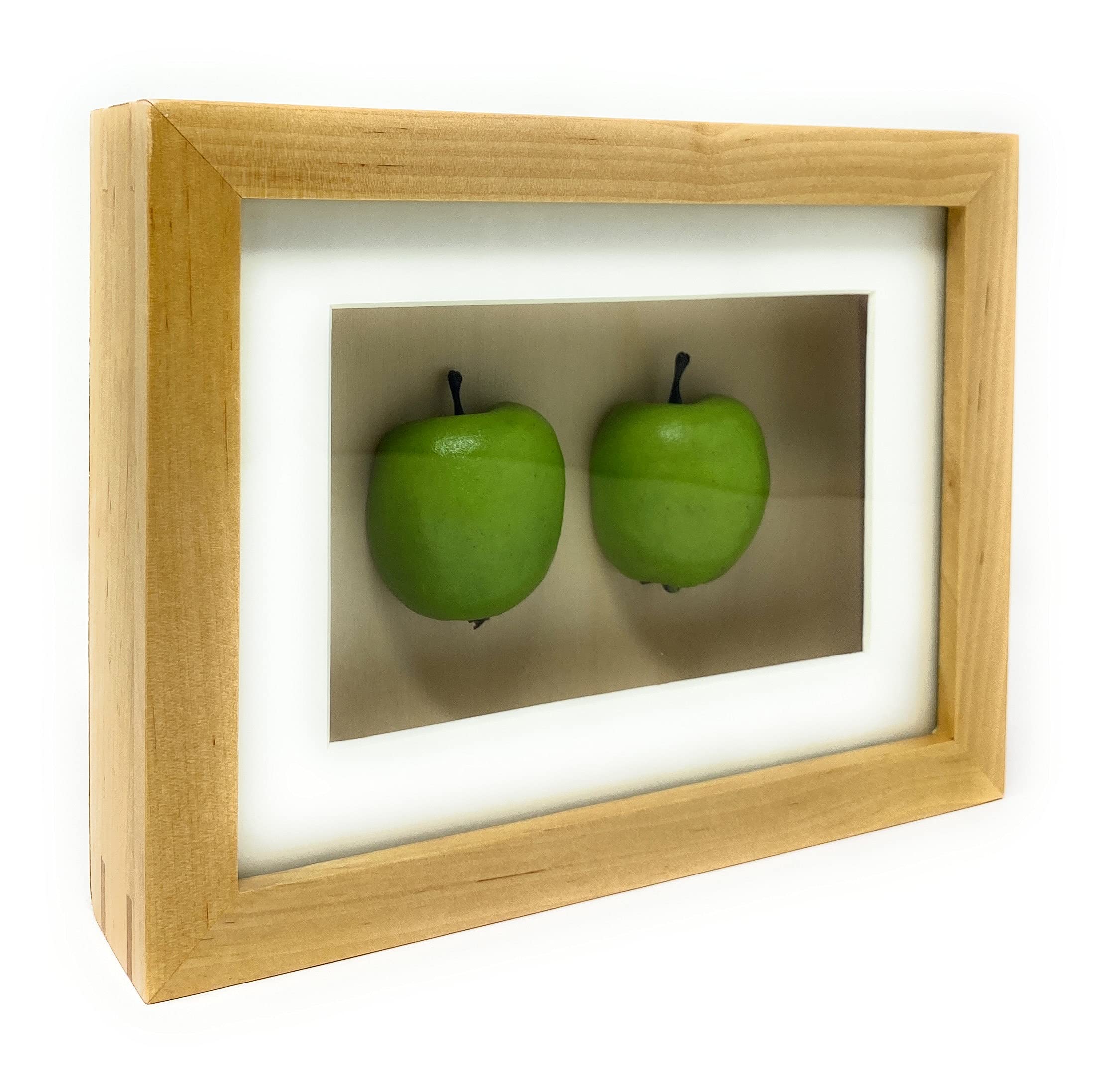Kittrich Corporation, Kitchen Wall Art Decor Frames, 2 Green Apples for Kitchen, Home and Restaurant Decorations - 8.1 x 6.2 1.5 inches (Green Apple)