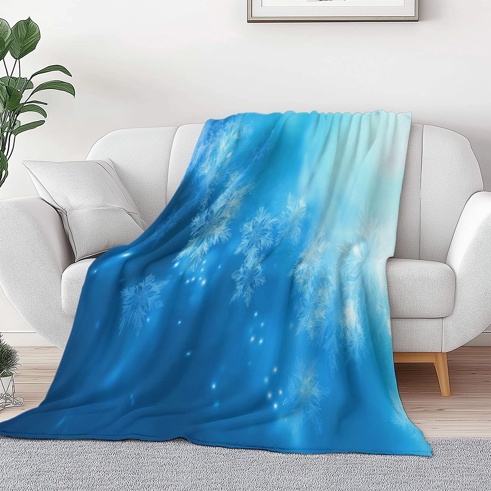 Generico Coperta Peluche Morbido Stile Sogno per Divano Sedia, Morbidi Coperte Plaid Flanella Inverno Lucido Fiocchi di Neve - Caldo Trapuntino Sherpa Peluche Morbido Copriletto Letto, 180 x 220 cm