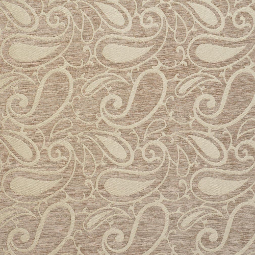 Taupe Woven Paisley Chenille Upholstery Fabric by The Yard - SKU: Asher Taupe