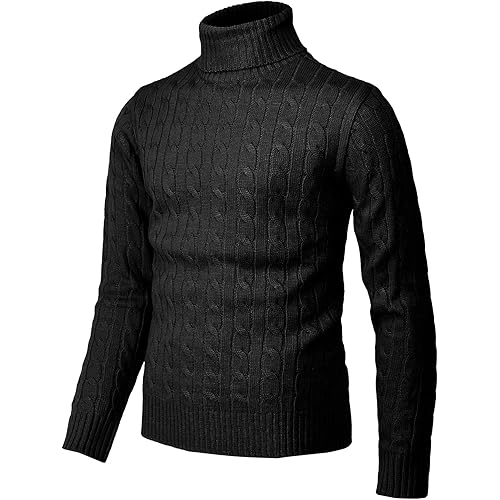 H2H Mens Slim Fit Turtleneck Pullover Sweaters Basic Tops Knitted Thermal