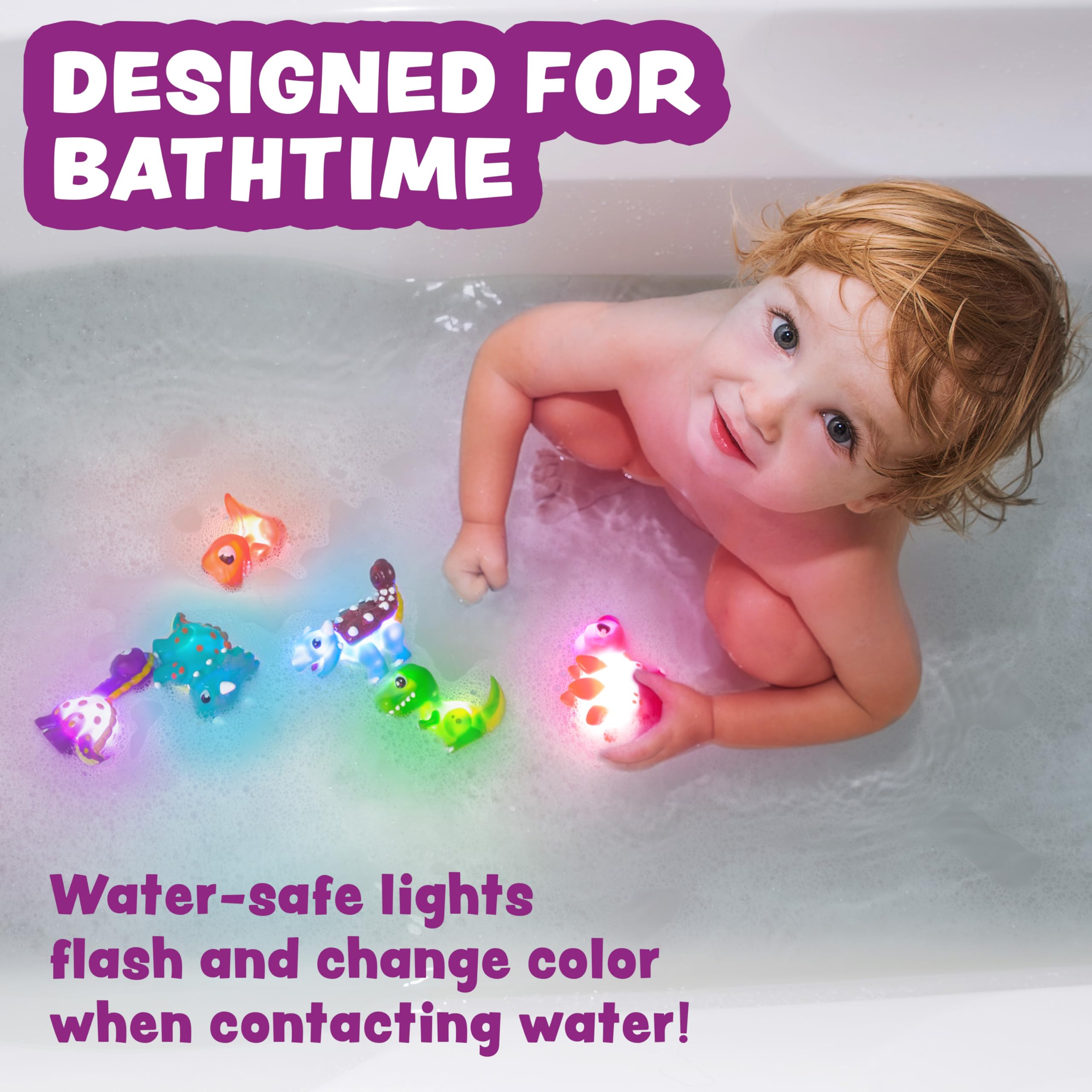 Dinosaur Light Up Bath Toys - 6 Pack! -2