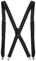 Dockers Men's Solid Adjustable Suspenders - Classic Silver Clips, 48" Stretch, One Size Fits Most
