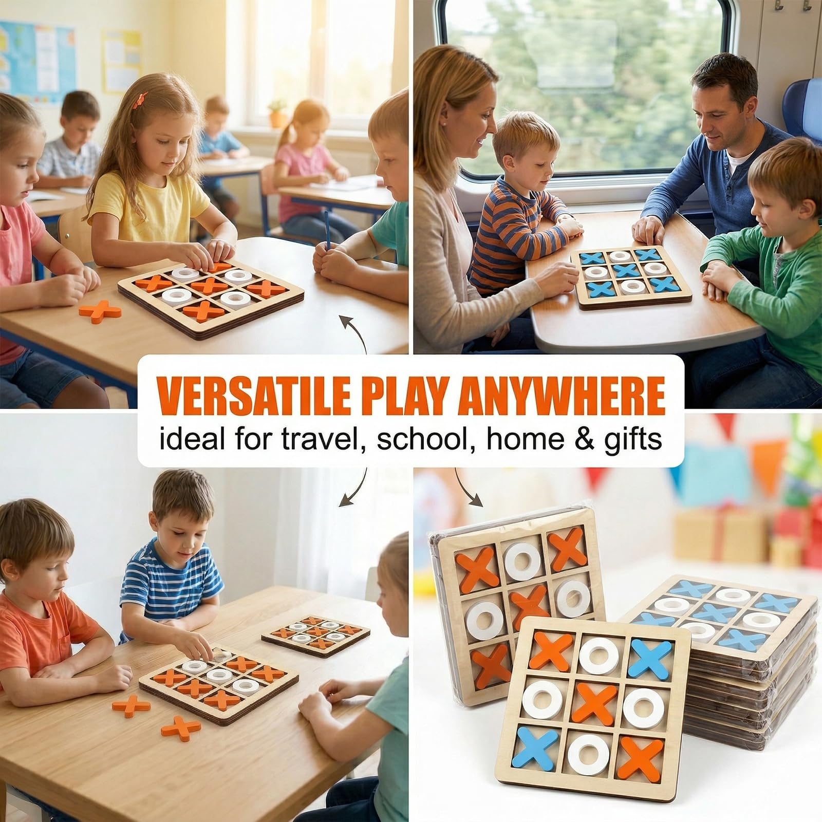 8 Pezzi Mini Puzzle Bambini in Legno, Gadget Compleanno Bambini, Regalini Fine Festa Invitati, Regalini per Alunni, Giochini per Feste di Compleanno,Puzzle Tic Tac Toe