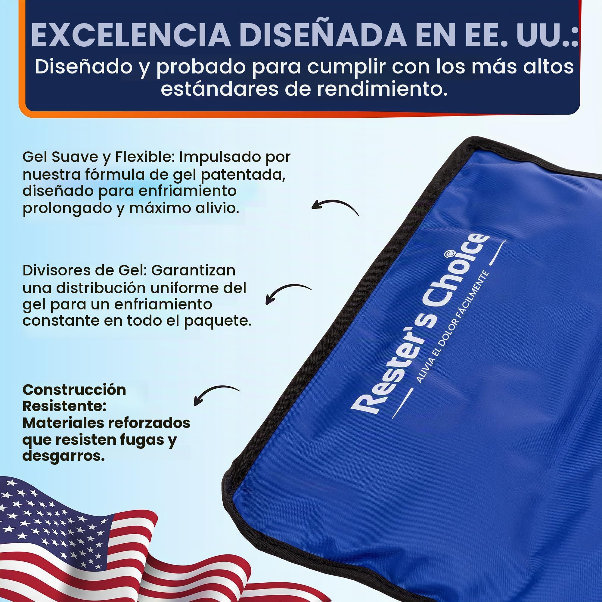 Bolsa de hielo de gel suave y flexible para lesiones reutilizable (grande: 11 x 14.5 pulgadas) para cadera, hombro, rodilla, espalda - Compresa fría cómoda para hinchazón, moretones, cirugía