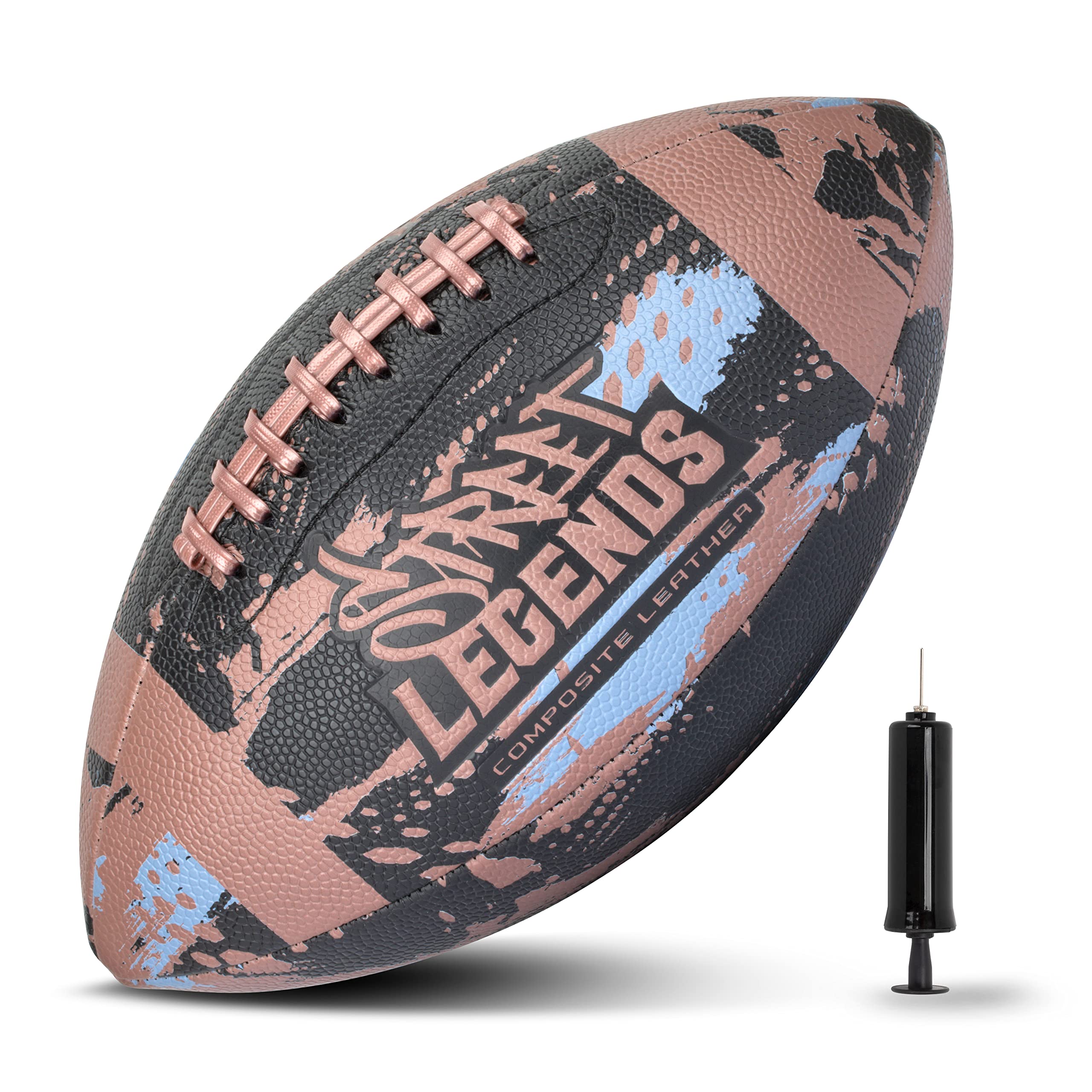 Street Legends Youth Football for Kids, Graffiti Printed Composite Leather Size 8 Football- Includes Pump, Made for Training, Practicing, & Recreational Play (Brown)