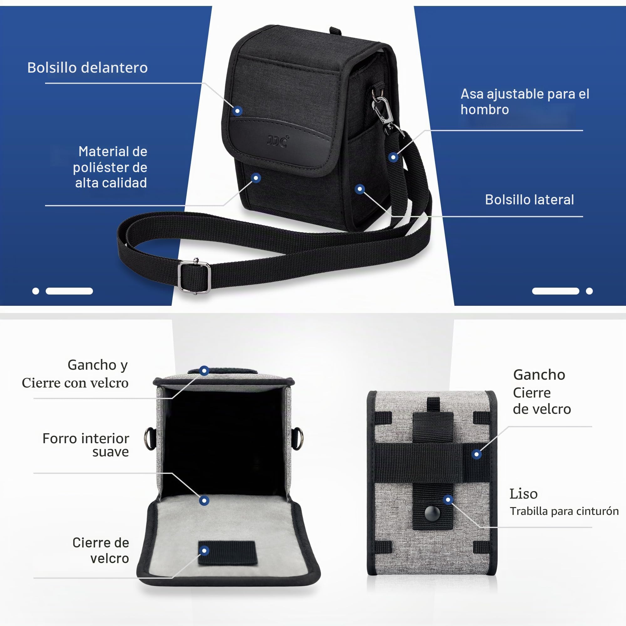 JJC Estuche para Cámaras Digitales Compactas, Bolsa Viaje para Fuji X100VI X100V para Sony a6700 a6500 a6400 con 16-50mm para Canon EOS M50 G1X para Nikon Z30 Z50 para GRIII para Leica SOFORT2, Negro