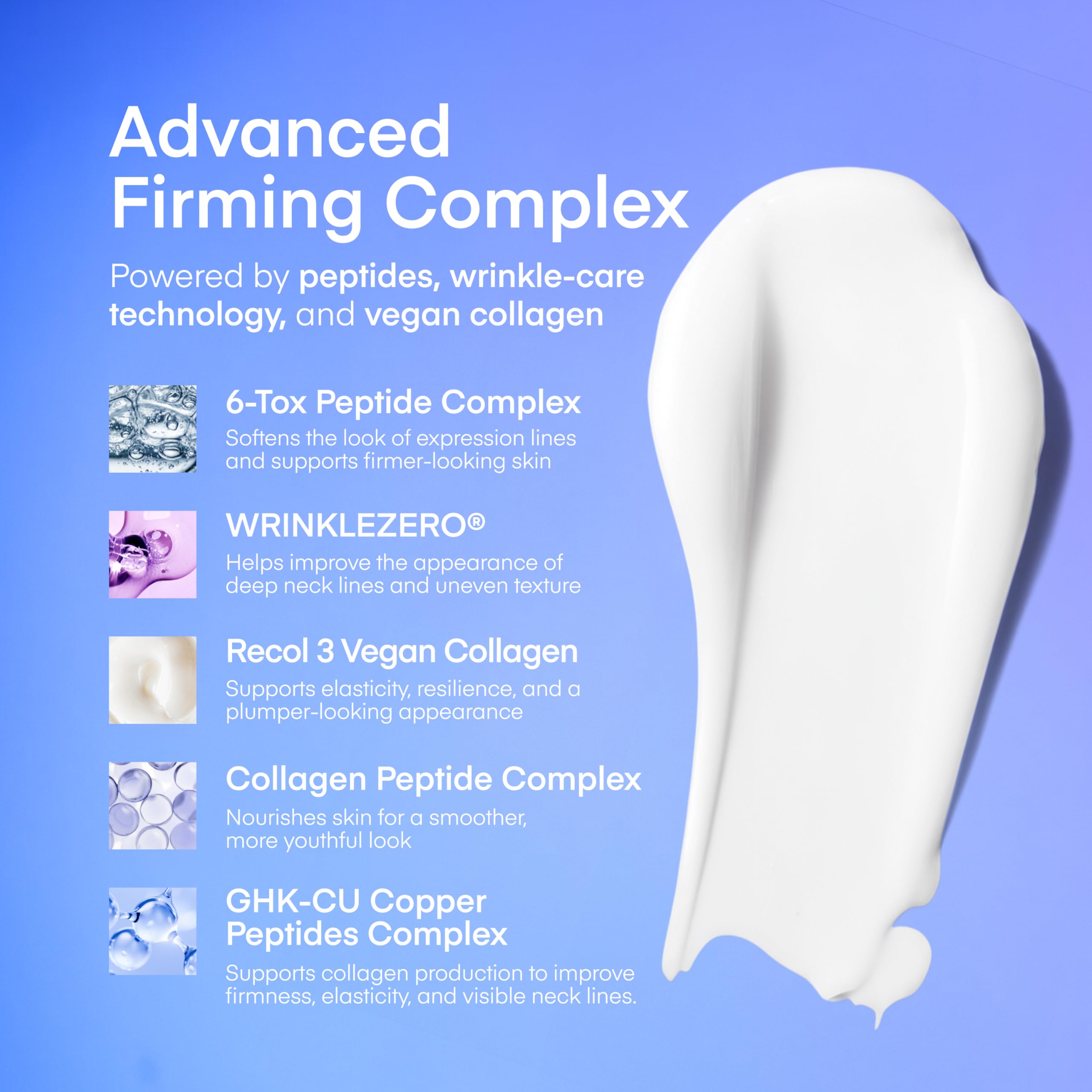 TEREZ & HONOR Gua Sha Neck Firming Cream: Korean Skin Care, Retinol, Collagen & GHK-CU Copper Peptide - Tightening & Lifting for Neck, Face & Décolleté with Built-In Massage Roller 50mL