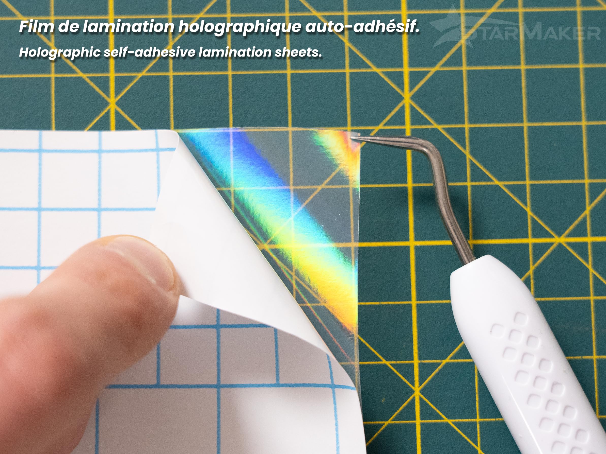 10 arkuszy A4, holograficzna folia do laminowania na zimno, samoprzylepne arkusze do laminowania zdjęć i naklejek, kompatybilne z ploterem tnącym (stłuczone szkło)