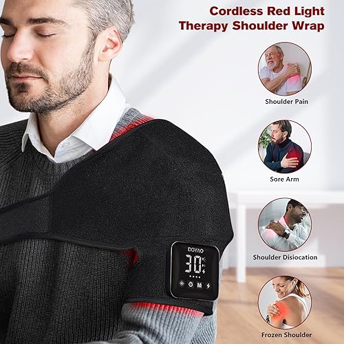 Miniatura 2 de Nueva terapia de luz roja inalámbrica para alivio del dolor de hombro 4000mAh batería ajustable 660nm y 850nm luz infrarroja terapia envoltura para
