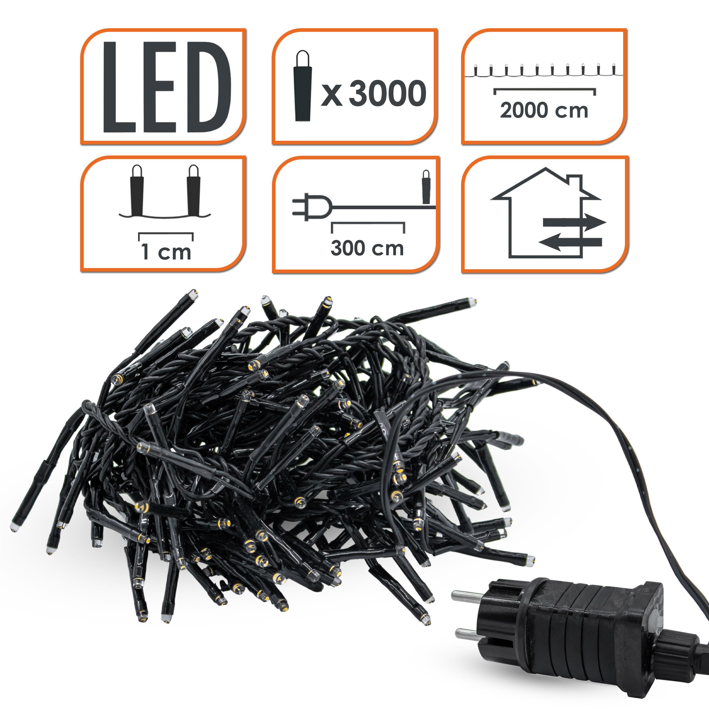 Spetebo LED Büschel Lichterkette kalt/warm weiß LED Mix - 3000 LED / 22 m- Cluster Lichterkette mit 8 Funktionen und Speicherchip - Weihnachtsbaum Lichter Deko für Innen und Außen (22,0m / 3000 LED)