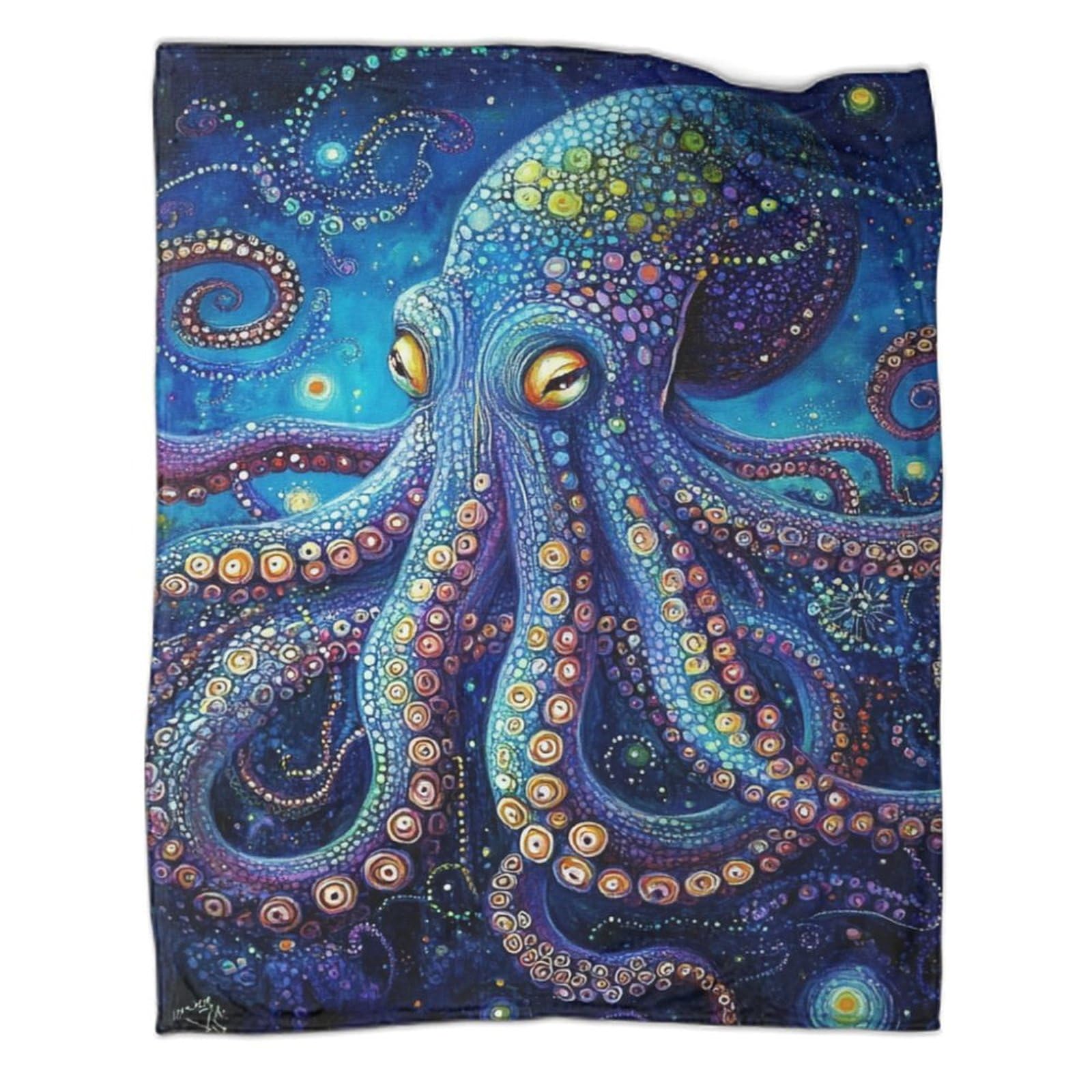 Couverture de voyage en microfibre motif pieuvre pour lit et canapé 180x200cm