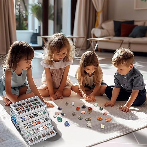 Miniatura 4 de Rock Collection - Estante de exhibición para coleccionables, caja de colecciones de rocas para niños, almacenamiento de colección de rocas, caja de