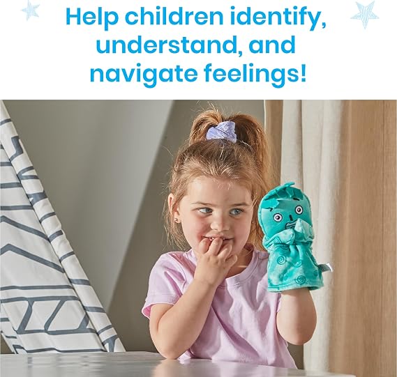 Learning Resources Feelings Family Hand Puppets Loved, Nervous, Frustrated, Lonely & Excited, Social Skills Activities, Sensory Toys for Autism, Ages 18 months+