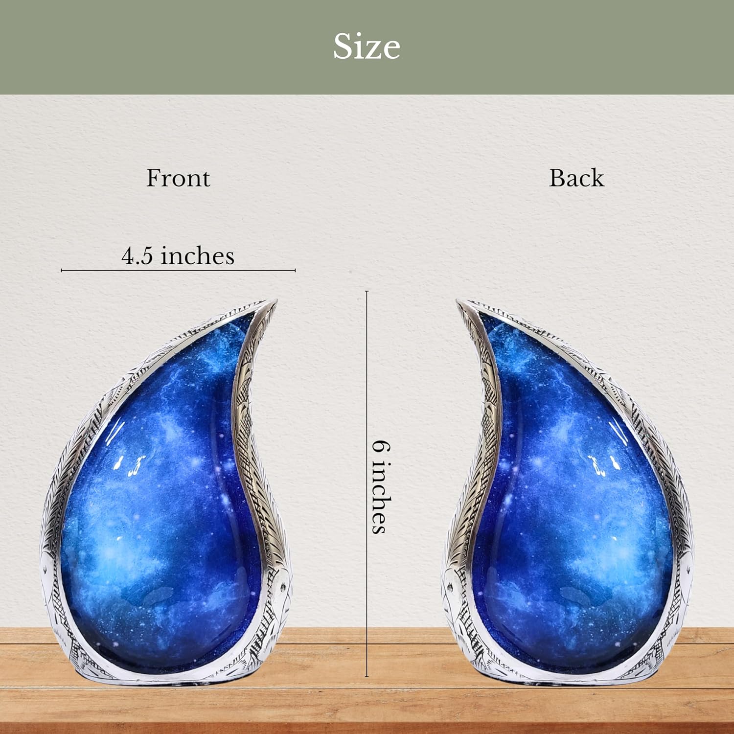 NORSE'S TRADECRAFT Teardrop Urn for Ashes Adult Male & Female | Memorial Gifts with Velvet Bag | Cremation Urns with Blue Cosmic Swirl Design| Handcrafted Memorial Box for Funeral, Blue - 60 cu in