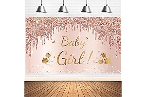 Baby Shower Girl Rose Gold Banner Backdrop