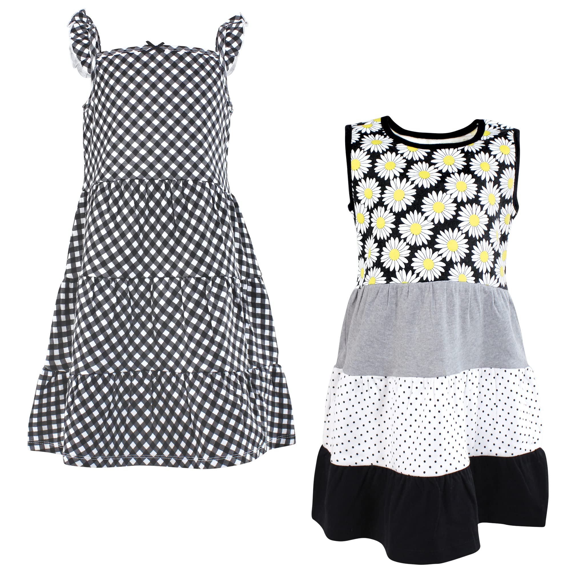 Hudson Baby Baby-Girls Cotton Dresses, Black Daisy, 7 Years