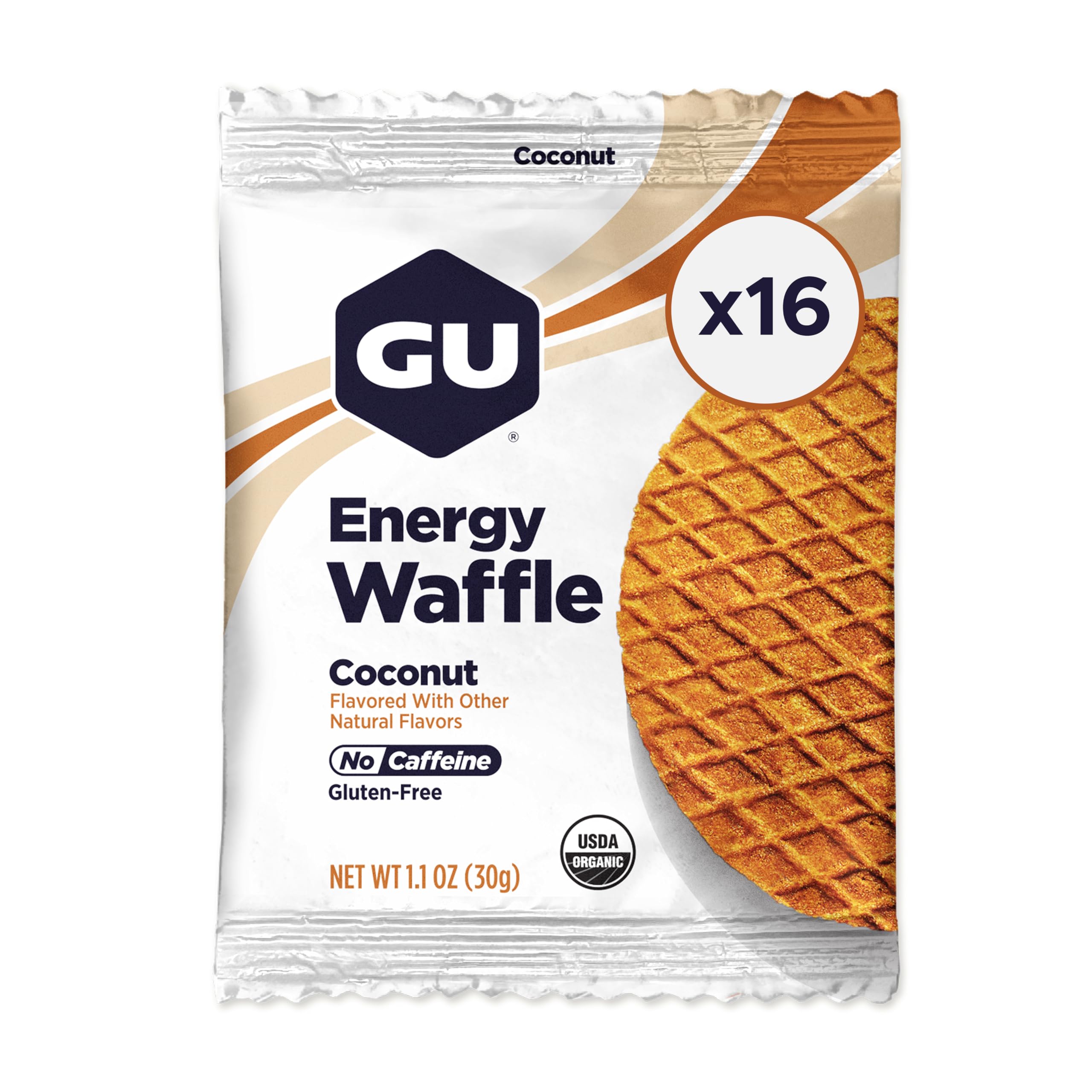 Stroopwafel Coconut Sports Nutrition Waffle, Caffeine-Free, Gluten-Free, and Kosher dairy, On-the-Go Energy for Any Workout, 16 Count