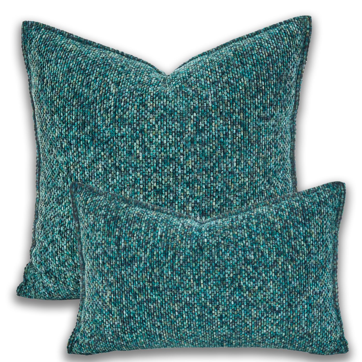 Yonous Premium Series Classic Tweed Cushion Covers, Luxurious Chenille Front & Dutch Velvet Back Throw Pillow for Home Décor, Covers Only, Dusty Olive, 18x18 Inch / 45 x 45 cm