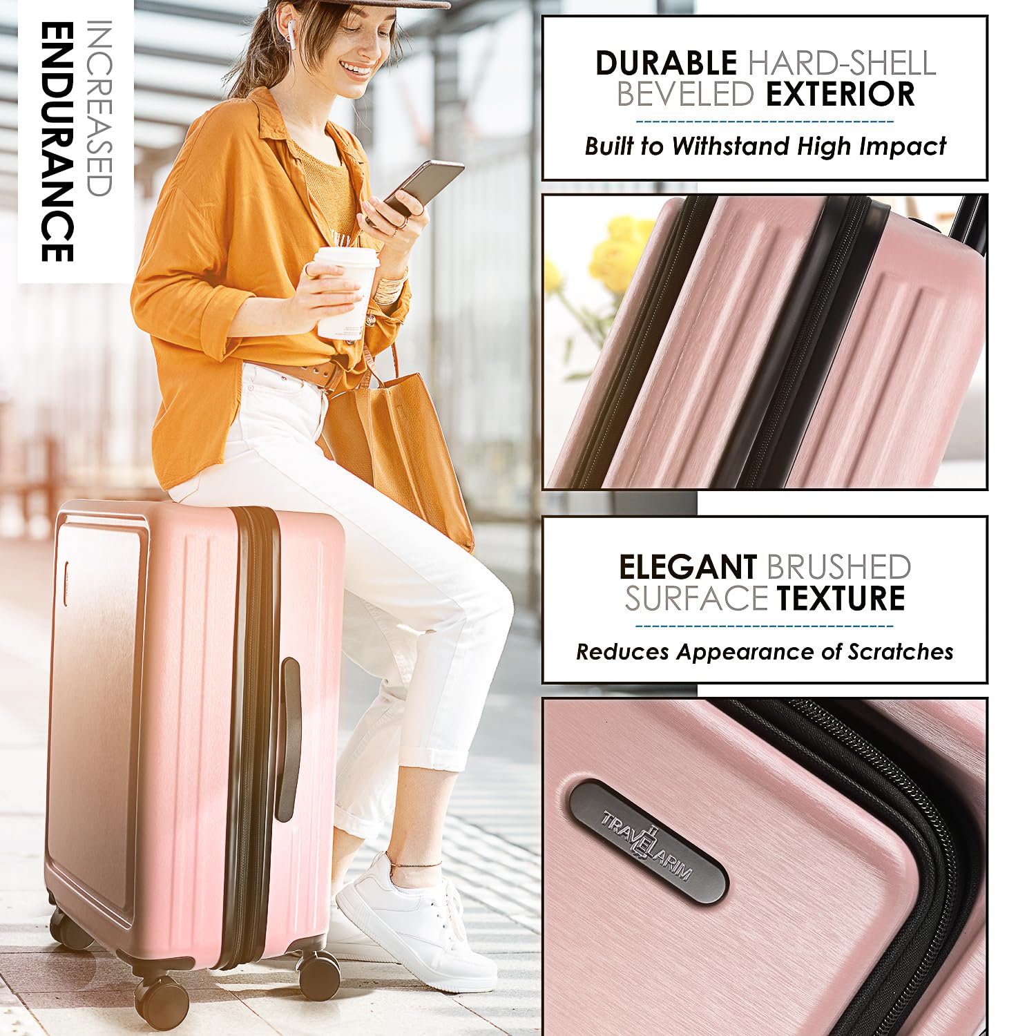 TRAVELARIM Juego de Equipaje rígido con Ruedas giratorias de 4 Piezas