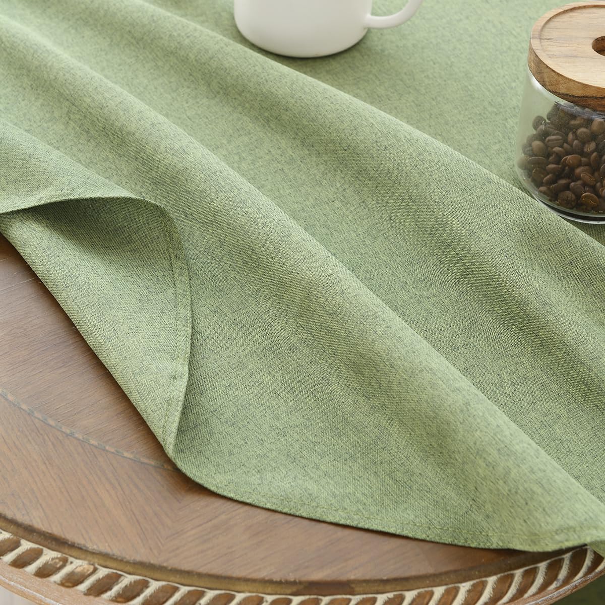 Wracra Waterproof Round Tablecloth for 2 to 4 Seater, Round 120cm Linen Style Indoor Outdoor Tablecloths - Image 3