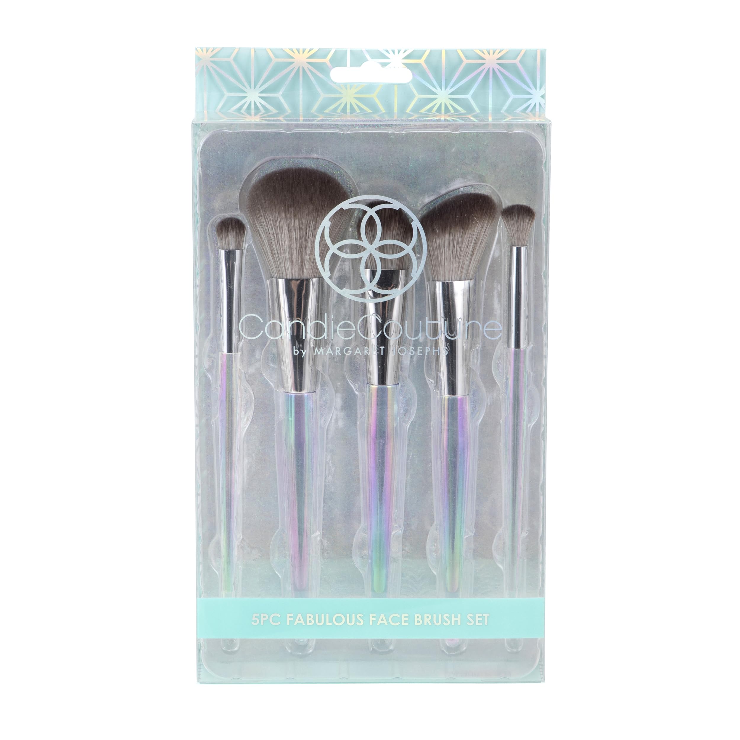 Candie Couture Lot de 5 pinceaux de maquillage comprenant un pinceau à ombre, un pinceau à fond de teint, un pinceau à poudre, un pinceau à blush biseauté et un pinceau