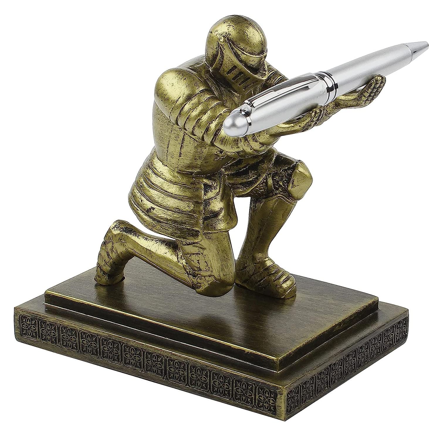 ELECDON Executive Knight Pen Holder -Personalized decoration Desk Accessory Stationery organizer, creative Pen Stand Decorative Gift for Office (Copper)