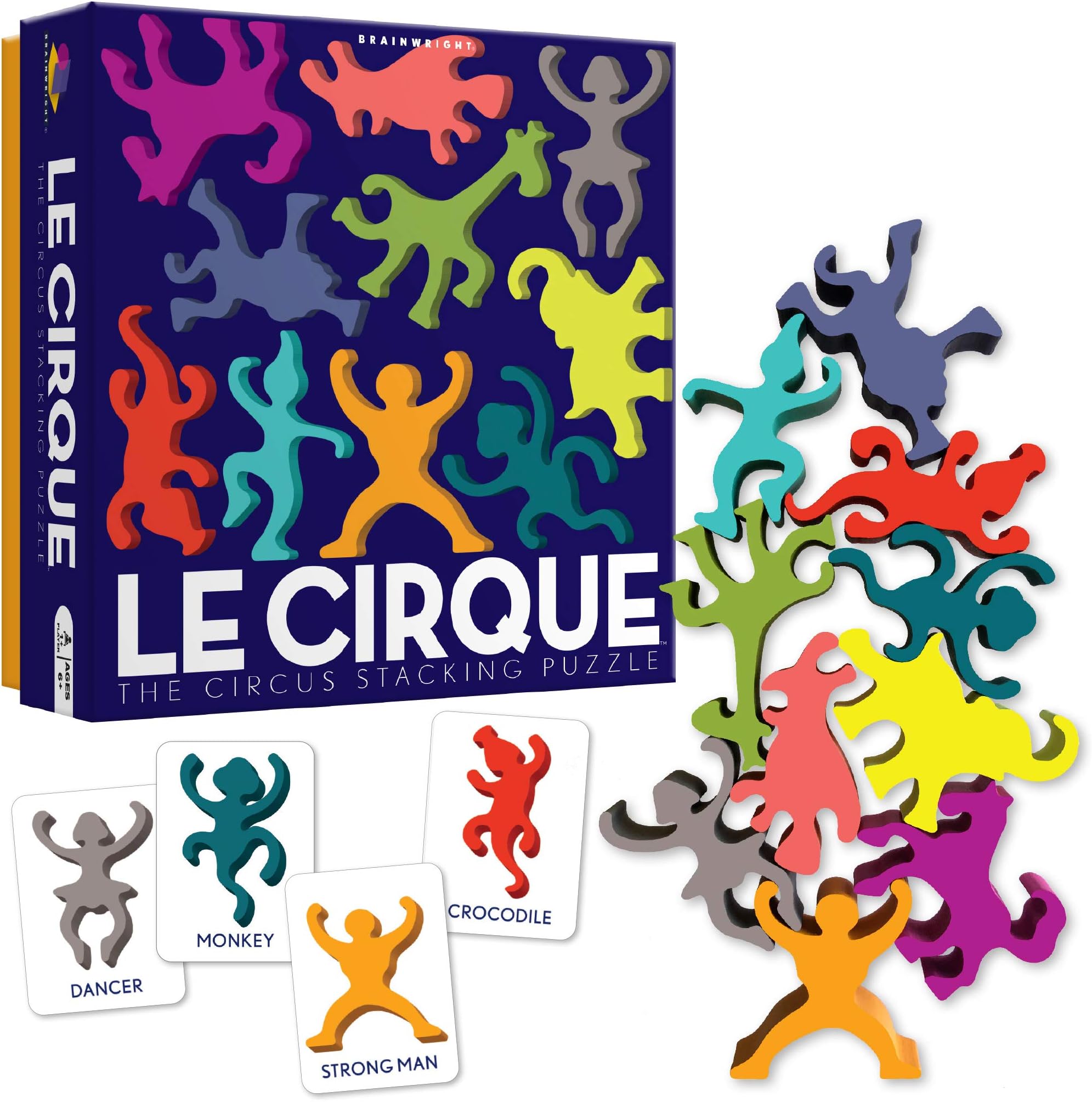 BrainwrightLe Cirque: Circus Animal Stacking Challenge Game, Ages 7+