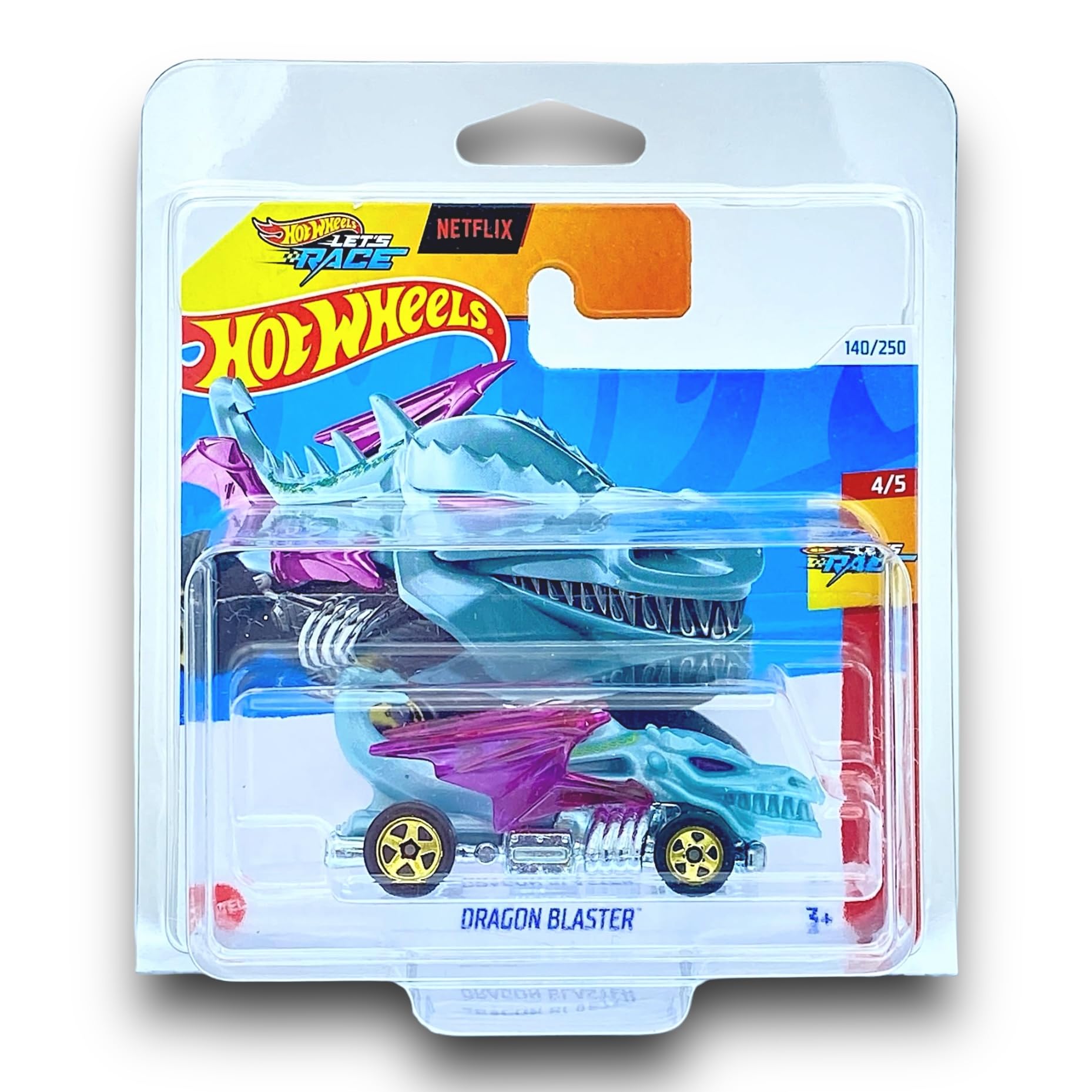 Hot Wheels Dragon Blaster (Teal Clear Purple) 4/5 Let's Race  2024-140/250 (Short Card) COMES IN A GENUINE KLAS CAR KEEPER PROTECTOR  CASE HTC10