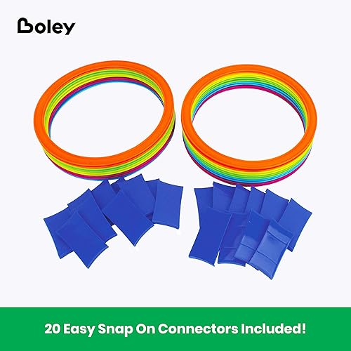 Miniatura 2 de Boley Juego de anillos Hopscotch de 40 piezas con 20 aros coloridos y 20 conectores, perfecto para jugar al aire libre, juegos de patio trasero,