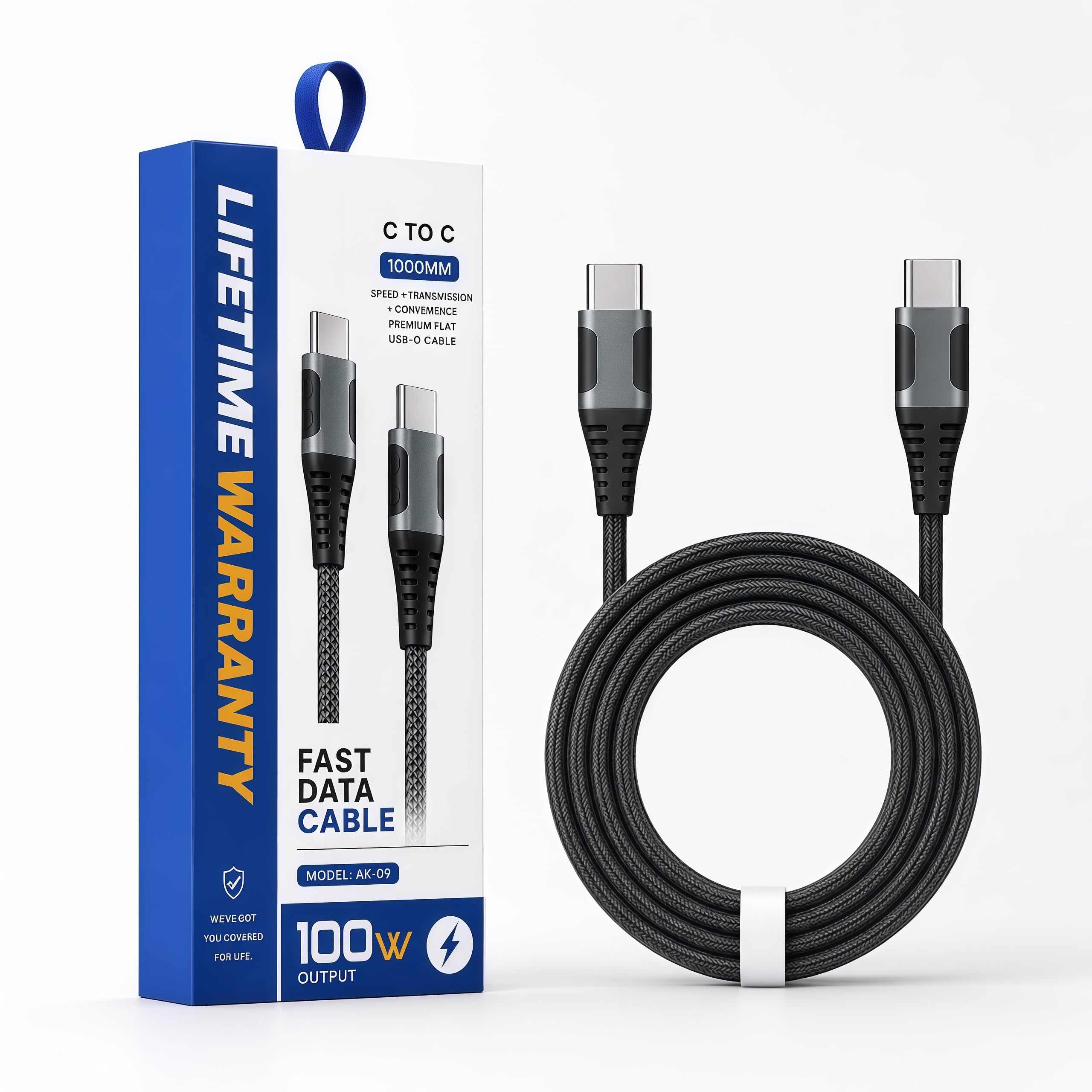 Type C to Type C Cable 100W Fast Charging with [Lifetime warrenty] 3M Long Type C Cable, 5A Power Delivery, 480Mbps Data Sync, Braided Cord Compatible with All Devices by AIL-KIN-image-39