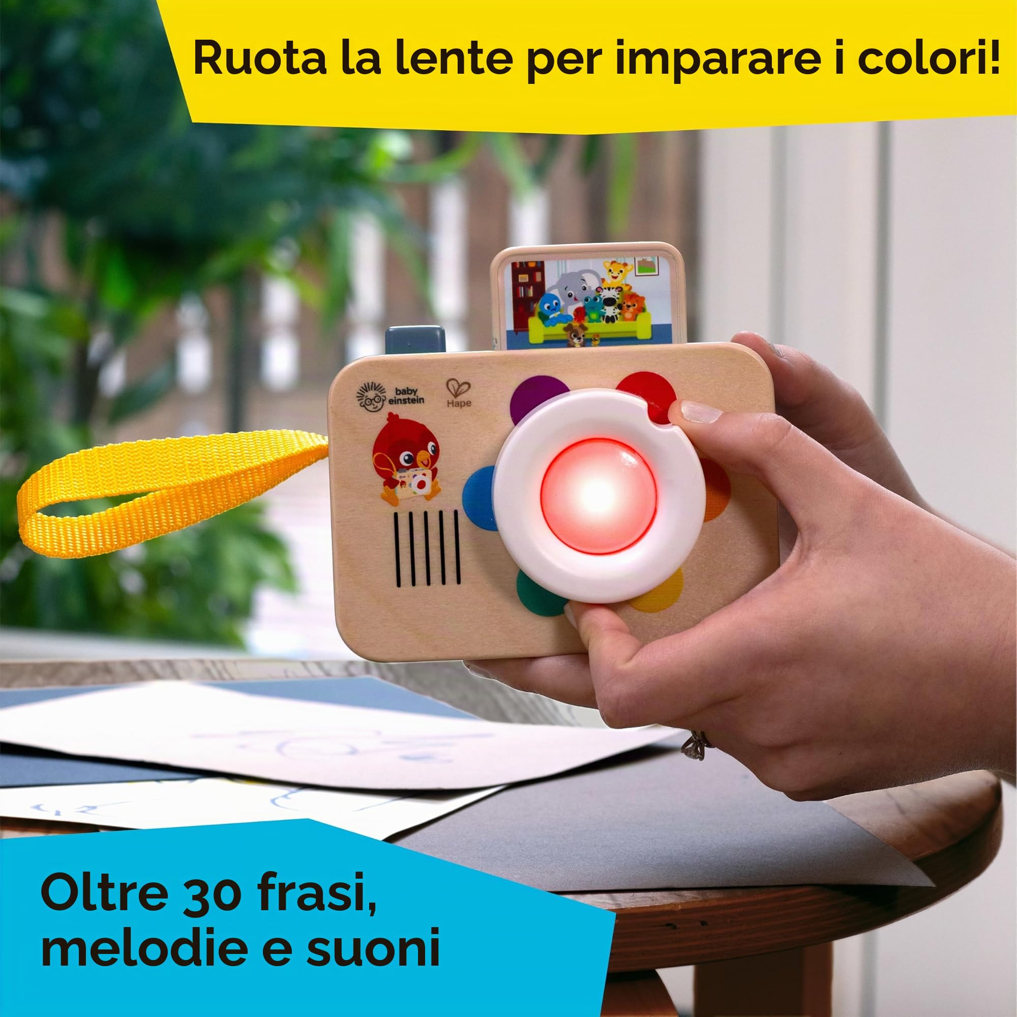 Baby Einstein, Hape, Fotocamera Giocattolo Learning Lens per Il Gioco di finzione, 6+ Mesi