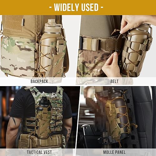 Miniatura 6 de OneTigris Molle - Funda para botella de agua, 32 onzas, ajustable, para botella de agua, bolsa táctica para botella de agua, ligera, bolsa para
