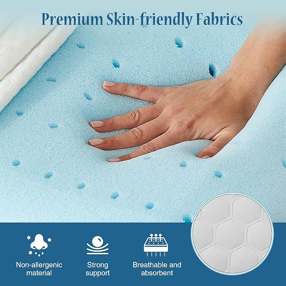 DUMOS 1 Pack Memory Foam Pillows for Sleeping, Gel Cooling Pillow for Back and Side Sleeper Support, Bed Pillows for Adults with Washable Cover and Breathable Mesh White