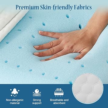 DUMOS 1 Pack Memory Foam Pillows for Sleeping, Gel Cooling Pillow for Back and Side Sleeper Support, Bed Pillows for Adults with Washable Cover and Breathable Mesh White