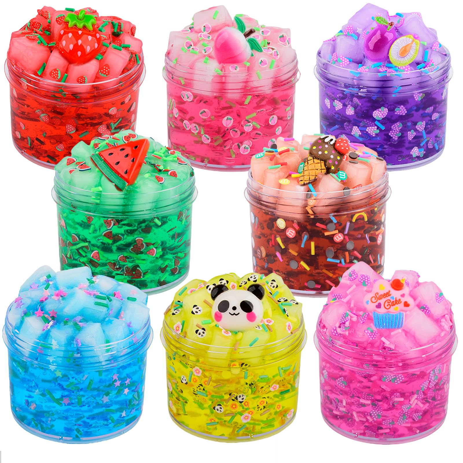 6 Pack,Fun Slime Crystal Clear Slime Kit,Super Soft and Non-Sticky, DIY Crunchy Slime Toy for Kids, Boba Slime Party Favors for Girls Boys, Stress Relief Toys