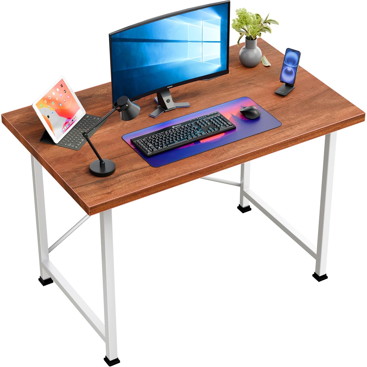 Engineered Hard Wood Study Table Computer Desk Laptop Study Table for Office Home Workstation Writing Modern -Size-90L*60W*75H CM (2 Year Warranty) (White & Brown) Engineered Hard Wood Study Table Computer Desk Laptop Study Table for Office Home Workstation Writing Modern -Size-90L*60W*75H CM (2 Year Warranty) (White & Brown)