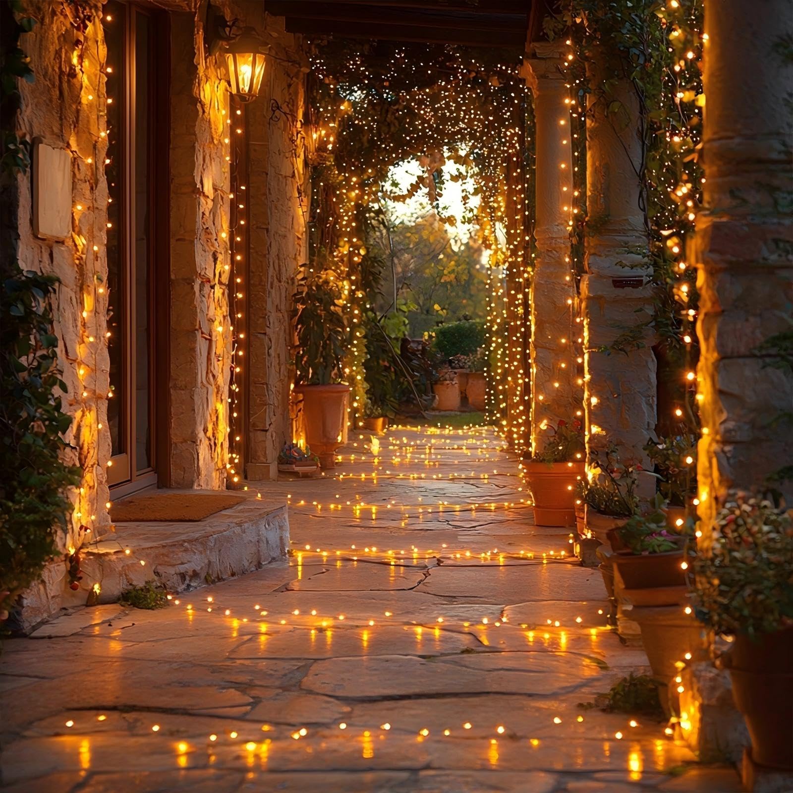 Guirlande Lumineuse Extérieure 100m 800 LED Blanc Chaud, 8 Modes, IP44, Mémoire et Minuterie