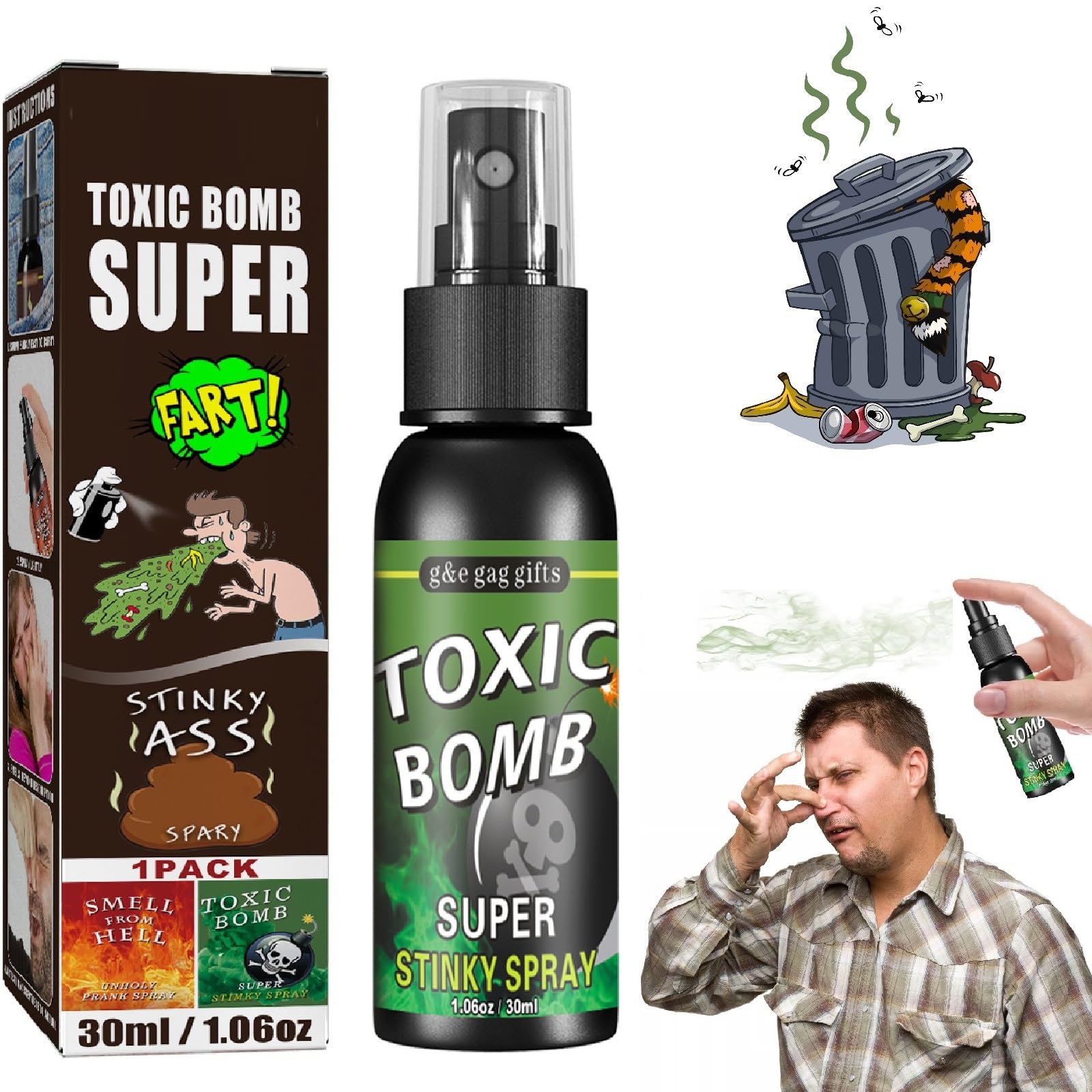 Puzzolenti Scherzo Scoreggia,Spray Scoreggia Puzzolente,Spray Scoreggia per Scherzi,Cattivo Odore di Scherzo,Scoreggia Odore Spray,Spray di Scoreggia,Spray Scherzo Puzza per Riunione Halloween,30ML