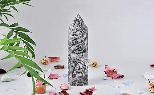 Miniatura 2 de CNYANFEI Varita de cristal de jaspe Picasso de 8 pulgadas, varita grande de torre de cristal natural para decoración de Reiki, puntos de cristal