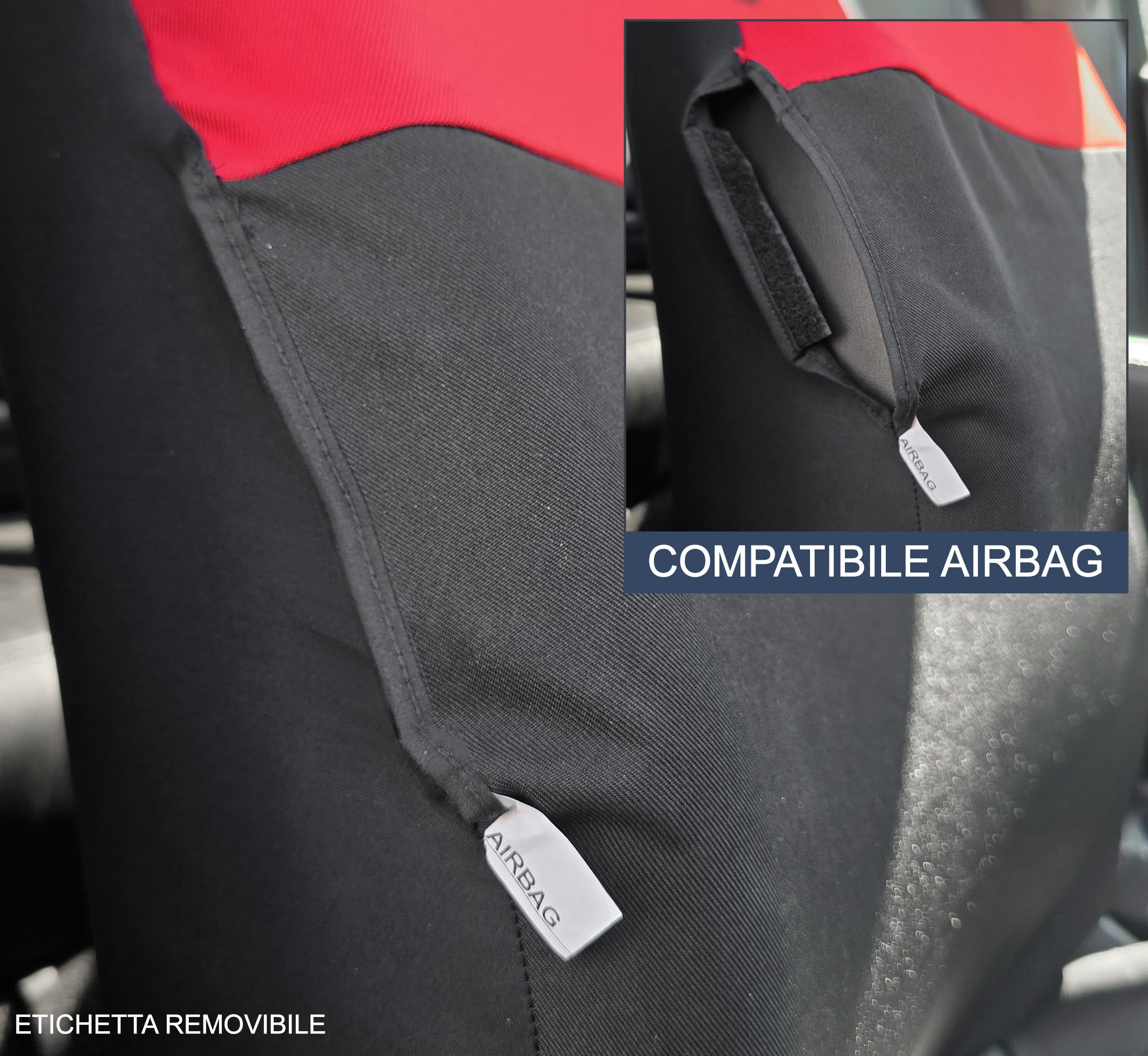 Auto Accessori Lupex | Set 12 pezzi Coprisedili Auto Compatibili con C3 Aircross dal 2017 al 2024, Nero Rosso, Made In Italy, Protezione Sedili Anteriori e Posteriori