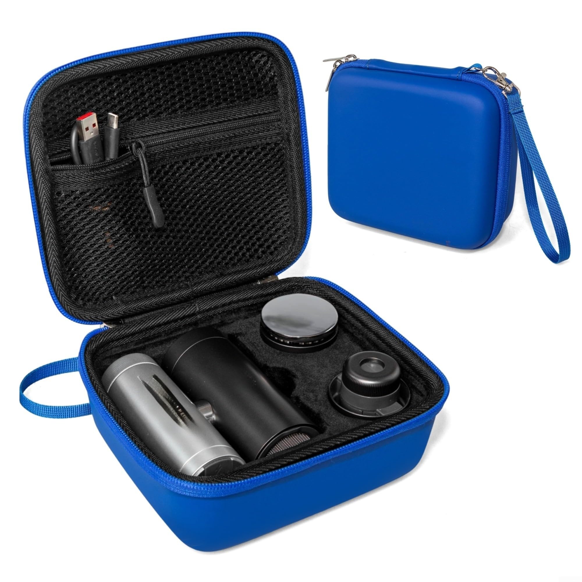 Hard Carrying Case for Shark ChillPill FA02X Cooling Fan, Waterproof Travel Organizer with Mesh Pocket, Protective Storage Box 17.7x15x8.5cm(Blue)