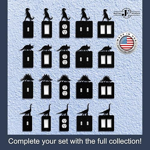 Miniatura 4 de Stegosaurus - Placa de pared para interruptor de luz de dinosaurio (palanca simple, negro)